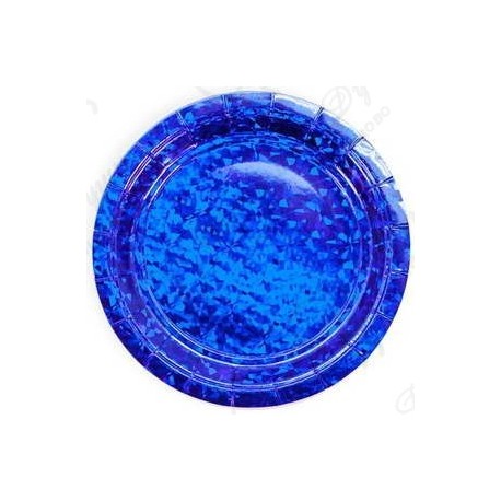 Тарелки (7''/18 см) Звездные грани Синий Голография 6 шт