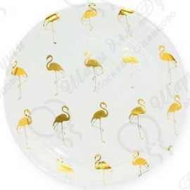 Тарелки (7''/18 см) Золотой фламинго Белый 6 шт