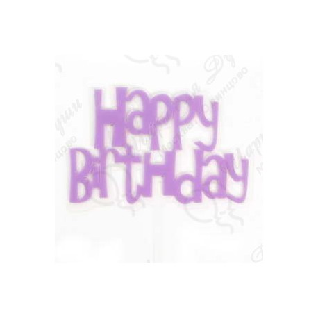 Топпер Happy Birthday (шрифт граффити) Сиреневый 11*14 см 1 шт