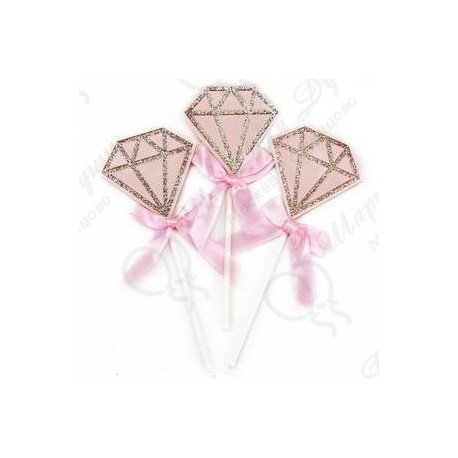 Топпер Алмаз Розовый с блестками 3 шт