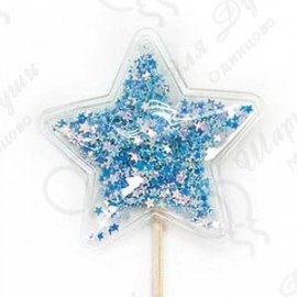 Топпер Звезда Голубой с блестками 1 шт