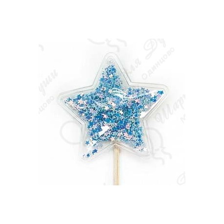 Топпер Звезда Голубой с блестками 1 шт