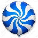 Фольгированный круг - леденец, синий. 46 см.