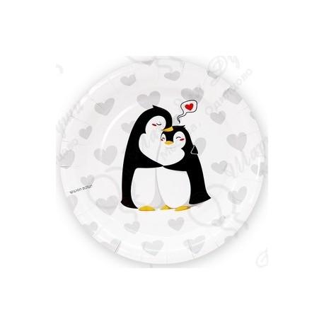 Тарелки (7''/18 см) Влюбленные пингвины 6 шт