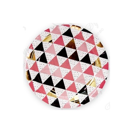 Тарелки (7''/18 см) Геометрия треугольников Розовый Металлик 6 шт