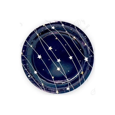 Тарелки (7''/18 см) Звездная траектория Черный Металлик 6 шт