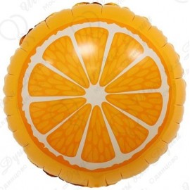 Фольгированный круг - Апельсин, оранжевый. 46 см.