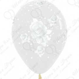 Воздушный шар 30 см. Розы прозрачный