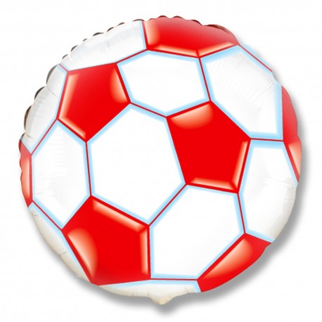Фольгированный круг - мяч футбольный, красный. 46 см.