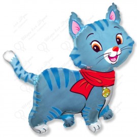 Фигурный шар - Любимый котенок, синий.