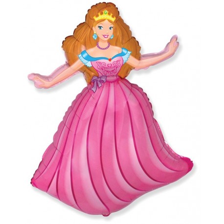 Фигурный шар - принцесса, розовый. 81 см.