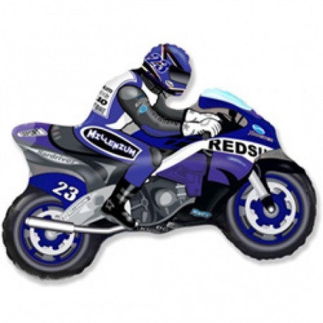 Фигурный шар - мотоцикл синий. 84 см.