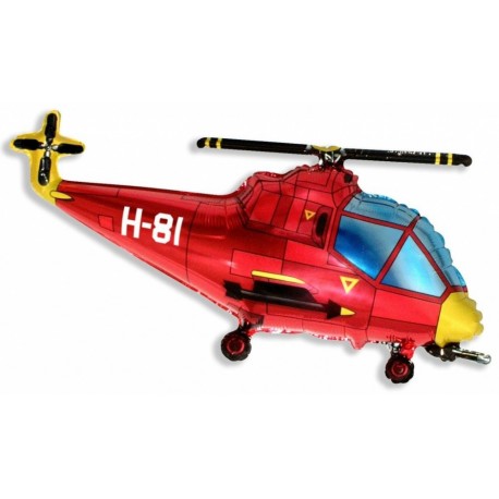 Фигурный шар - вертолет красный. 99 см.