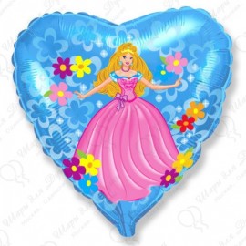 Фольгированное Сердце Принцесса(Голубой)