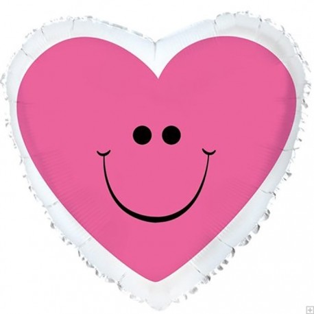 Купить Фольгированное сердце с улыбкой розовое 46 см.