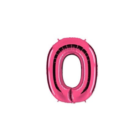 Фольгированная цифра 0, розовый 102 см.