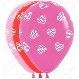 Купить Воздушный шар - Полосатые сердца, ассорти, 30 см.