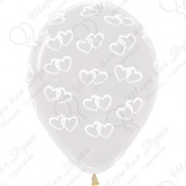 Купить Воздушный шар - Два сердца, прозрачный, 30 см.
