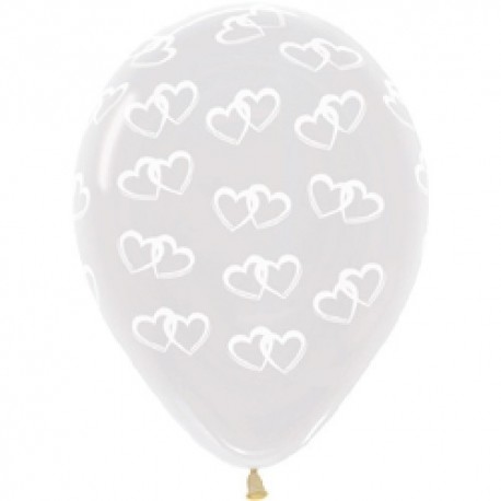 Купить Воздушный шар - Два сердца, прозрачный, 30 см.