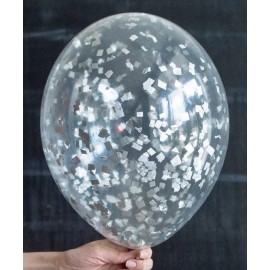 Воздушный шар с конфетти (мелкие квадраты) - серебро.