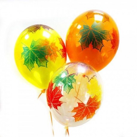 Воздушные шары на 1 Сентября - Кленовые листья, 30 см.