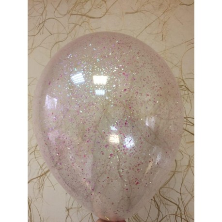 Воздушный шар с конфетти - розовый перламутр, 30см.