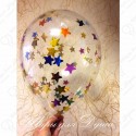 Воздушный шар с конфетти звезды ассорти, 30 см.