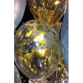 Воздушный шар с конфетти круглые, золото, 30 см.