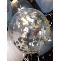 Воздушный шар с конфетти круглые, серебро, 30 см.