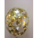 Воздушный шар c конфетти - сердца золото, 30 см.