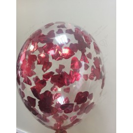 Воздушный шар с конфетти - сердца красные, 30 см.