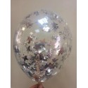 Воздушный шар c конфетти - звезды серебро, 30 см.