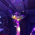 Шар Сфера 3D, Bubble с перьями и светодиодной лентой, прозрачный, (18''/46 см).
