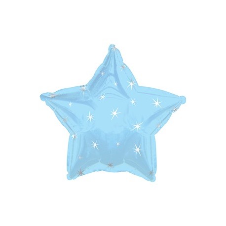 Купить Фольгированный шар - Звезда голубая, искры. 46 см.