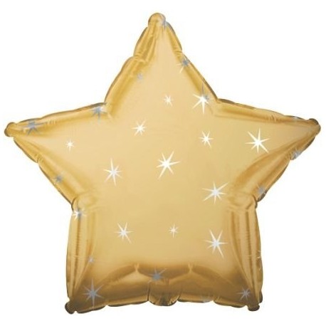 Купить Фольгированный шар - Звезда золотая, искры. 46 см.