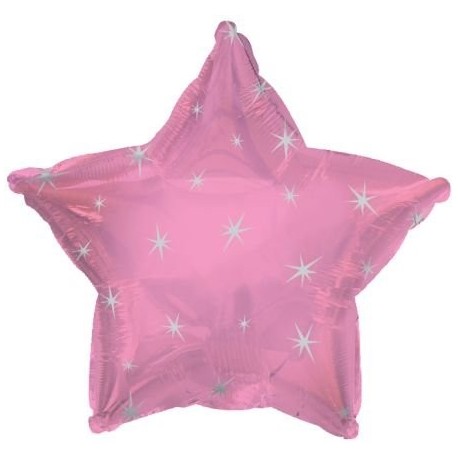 Купить Фольгированный шар - Звезда розовая, искры. 46 см.