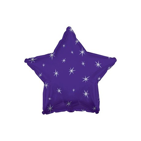 Купить Фольгированный шар - Звезда фиолетовая, искры. 46 см.