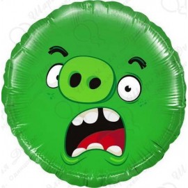 Фольгированный Круг Angry Birds Зеленый(46см)