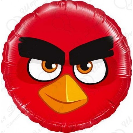 Фольгированный Круг Angry Birds Красный(46см)