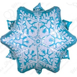 Фольгированная Фигура Снежинка Голубой/Серебро(51см)
