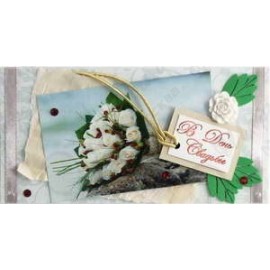 Конверт для денег 3D В День Свадьбы (белые розы) 1 шт