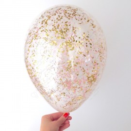 Воздушный шар 30 см. с конфетти-золото мелкое