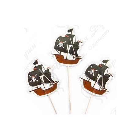 Пики-топперы для канапе Пиратский корабль Черный 4*12 см 20 шт