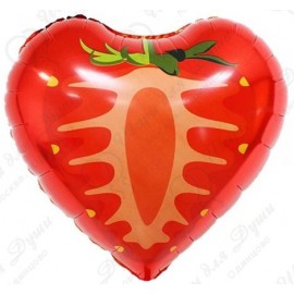 Фольгированное Сердце Клубника красная